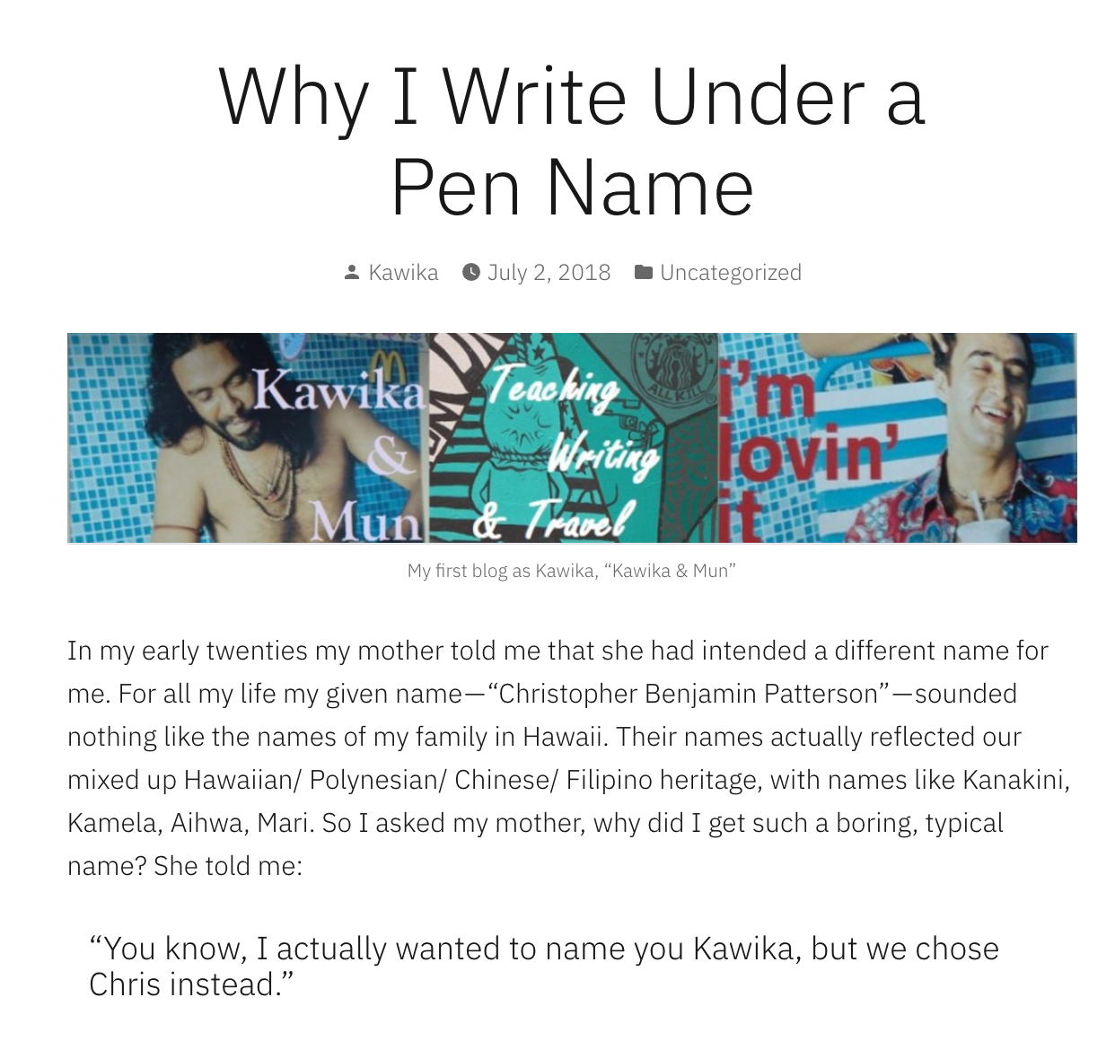 Writing for white gatekeepers: Kawika Guillermo on pen names, identity, and more.